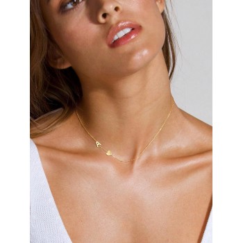 1 pièce Collier coeur à initiale latérale délicate personnalisé avec 26 lettres de A à Z, collier ras du cou avec le nom pour femmes adolescentes, bijoux quotidiens assortis cadeaux - 33526445