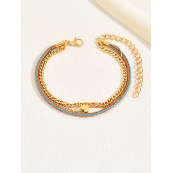 1 pièce Bracelet De Cheville Multicouche Bohémien En Acier Inoxydable À Détail Cœur Pour Femme Pour Vacances Cadeau De Rencontre De Couleur Aléatoire - 18363581