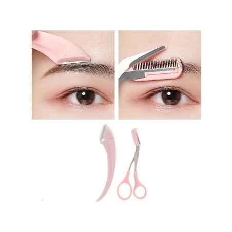 Ensemble De Coupe-sourcils En Acier Inoxydable, Rasoir À Sourcils Courbé, Ciseaux À Sourcils Avec Peigne, Outil De Beauté Pour Débutants Adapté À Tout e Pour Éliminer Les Poils Faciaux, Accessoire Cosmétique Pour Les Cils. - 27563857