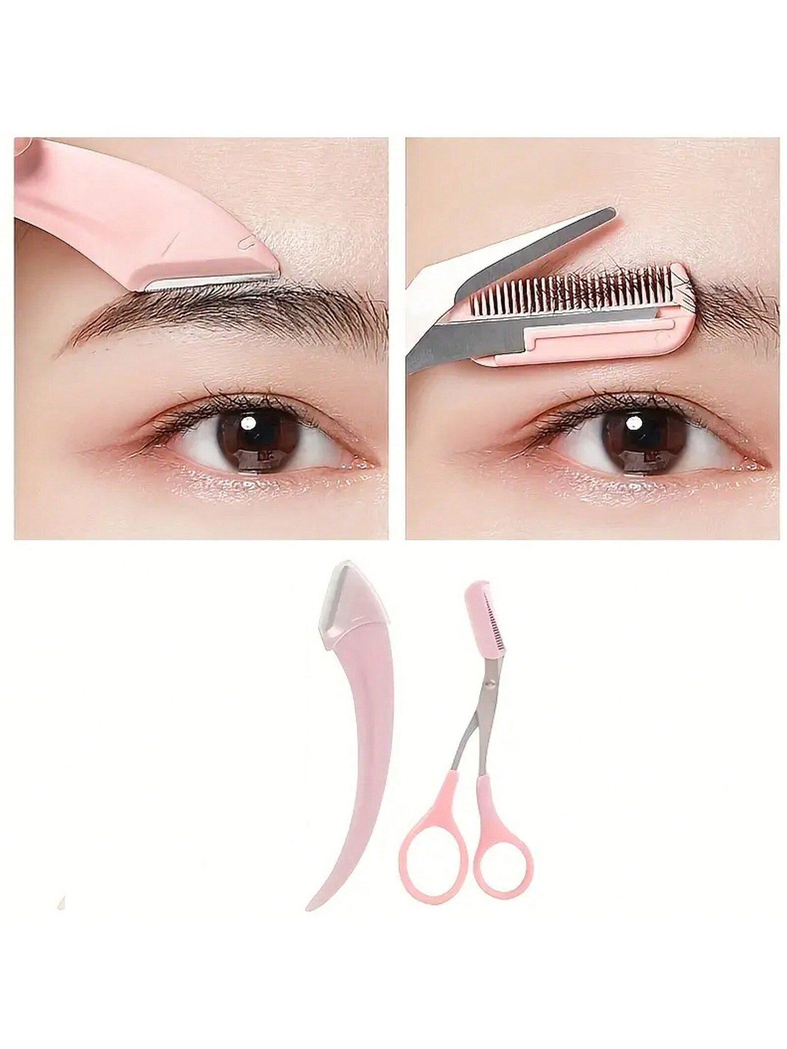 Ensemble De Coupe-sourcils En Acier Inoxydable, Rasoir À Sourcils Courbé, Ciseaux À Sourcils Avec Peigne, Outil De Beauté Pour Débutants Adapté À Tout e Pour Éliminer Les Poils Faciaux, Accessoire Cosmétique Pour Les Cils. - 27563857