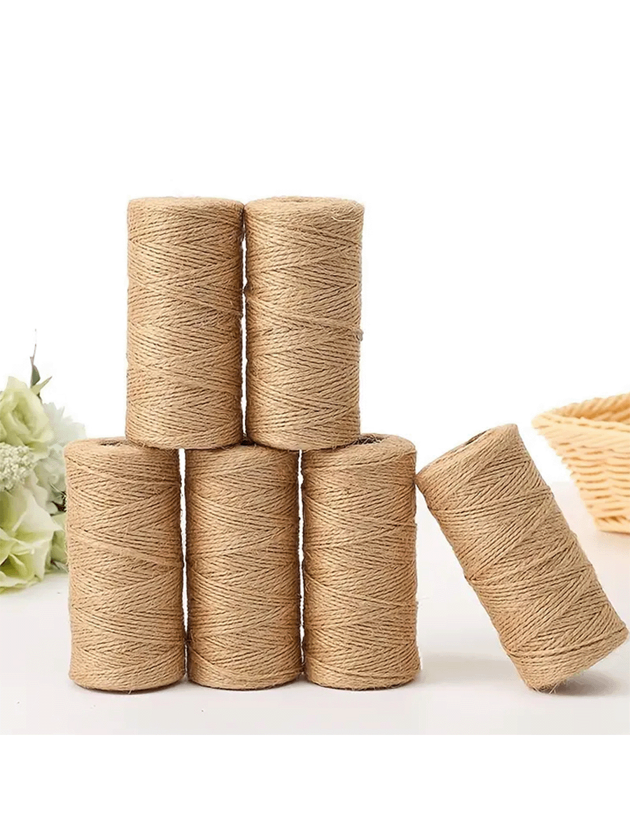 1 Pièce 100m/rouleau De Ficelle De Jute Jaune Pour Accessoires D'artisanat Diy, Fêtes De Vêtements, Jeux De Tir À La Corde, Emballage De Cadeaux, Convenant Pour Les Décorations Artistiques Diy - 28588086