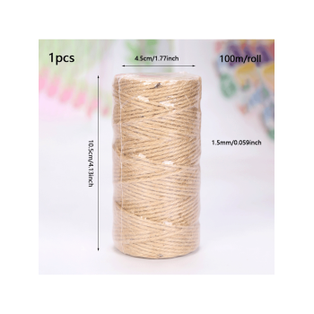 1 Pièce 100m/rouleau De Ficelle De Jute Jaune Pour Accessoires D'artisanat Diy, Fêtes De Vêtements, Jeux De Tir À La Corde, Emballage De Cadeaux, Convenant Pour Les Décorations Artistiques Diy - 28588086