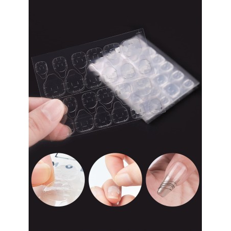 12 pièces Waterproof transparent Gelée Autocollants Pour Nail Art , Double Face Haute Viscosité Adhésif Autocollants Adapté Pour Utiliser Avec Faux Ongles Ou Naturel Ongles - 21198012