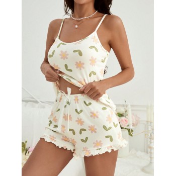 Ensemble Pyjama Femme En Camisole Et Shorts Imprimé Floral - 28444327