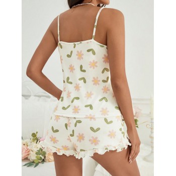 Ensemble Pyjama Femme En Camisole Et Shorts Imprimé Floral - 28444327