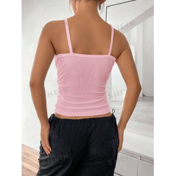 SHEIN EZwear Femme Top côtelé à fines brides - 26615445