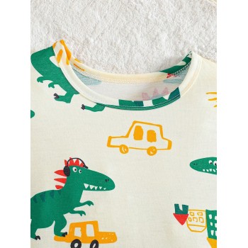 Ensemble de t-shirt à manches courtes et de shorts pour garçon en bas âge mignon avec impression de dinosaure pour l'été - 37134702