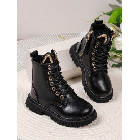 Bottes Noires À Fermeture Éclair Latérale À La Mode Pour Filles - 22775458