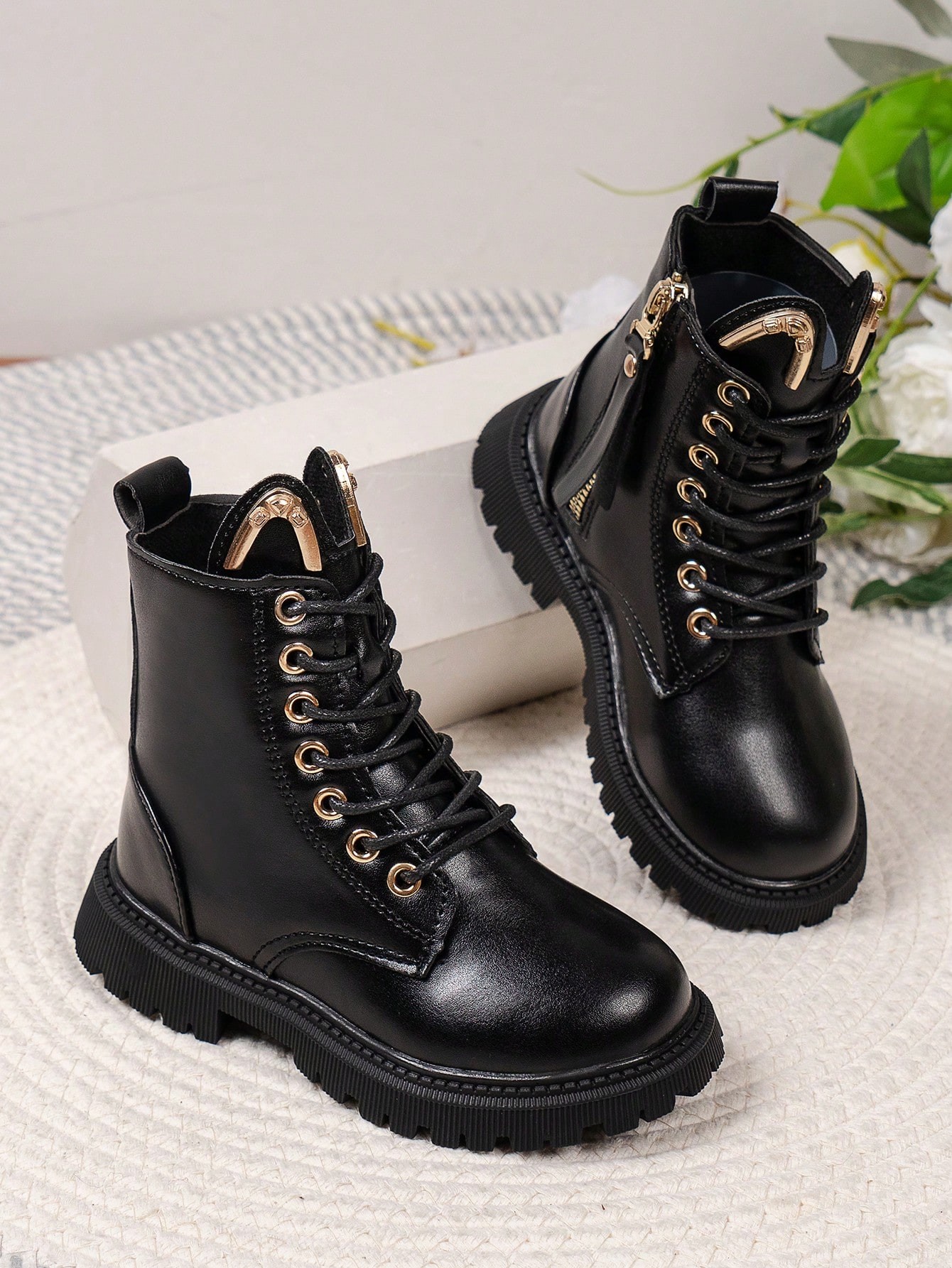 Bottes Noires À Fermeture Éclair Latérale À La Mode Pour Filles - 22775458