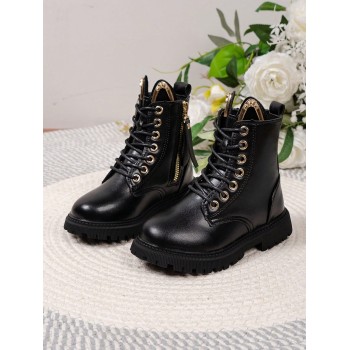 Bottes Noires À Fermeture Éclair Latérale À La Mode Pour Filles - 22775458