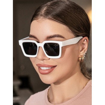 Lunettes de soleil rétro carrées en plastique décoratif, accessoires de plage unisexes boho - 30262111