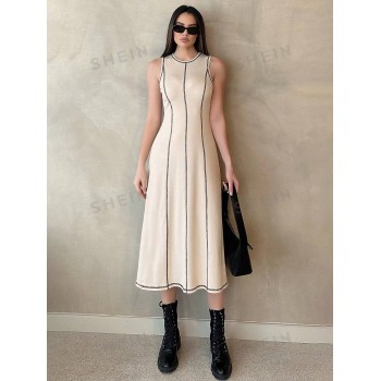 SHEIN Essnce Robe longue sans manches avec blocs de couleur et coutures - 27924372