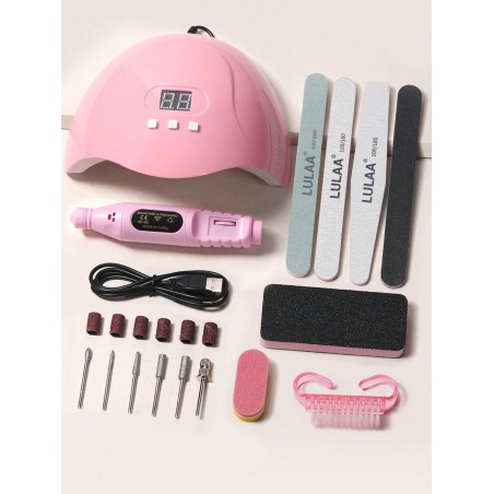 Ensemble de manucure de 15 pièces comprenant un séchoir à ongles LED, un dissolvant/poli à ongles, un pousse-cuticules, une brosse à poussière à ongle , convient pour le salon et l'art des ongles DIY à la maison - 35897463