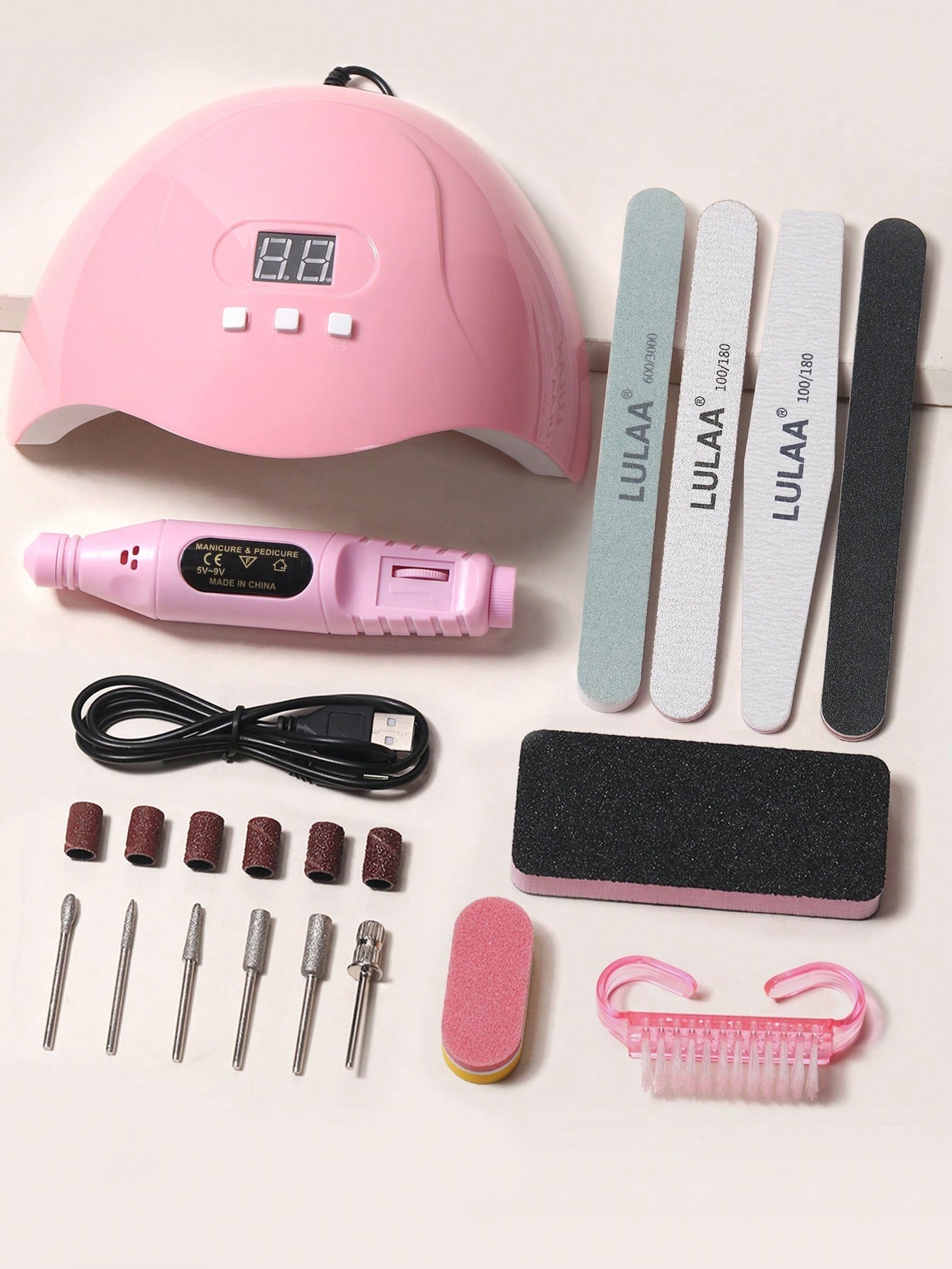 Ensemble de manucure de 15 pièces comprenant un séchoir à ongles LED, un dissolvant/poli à ongles, un pousse-cuticules, une brosse à poussière à ongle , convient pour le salon et l'art des ongles DIY à la maison - 35897463