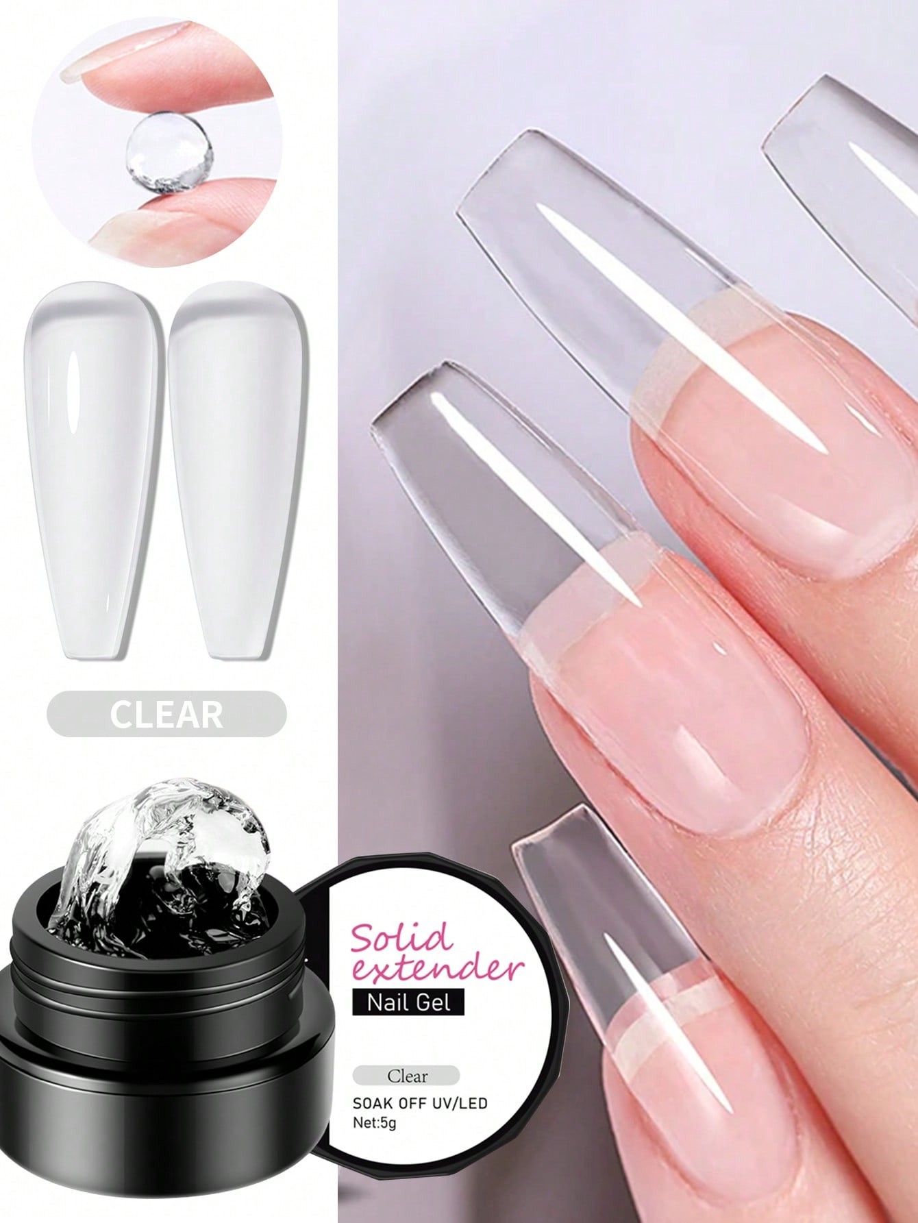 1 Pièce Gel De Construction unicolore Pour Ongles, Gel Dur D'extension D'ongles, Gel De Sculpture D'ongles Sans Colle, Gel D'extension Acrylique Pour L'art Des Ongles, Pavé De Strass Et Cristaux De Fleurs De Salon De Manucure À Domicile - 22725045