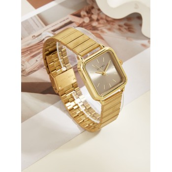 1 pièce Montre À Quartz Femme Doré Élégant En Acier Inoxydable Sangle , Style Simple & Super Pour Festival Cadeau - 12501726