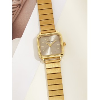 1 pièce Montre À Quartz Femme Doré Élégant En Acier Inoxydable Sangle , Style Simple & Super Pour Festival Cadeau - 12501726