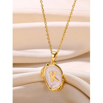 Collier Unisexe Avec Pendentif En Lettres Majuscules De L'alphabet Anglais, Style Simple, 26, Collier Avec Nom Personnalisé Pour Couple, 1 Pièce - 25123999