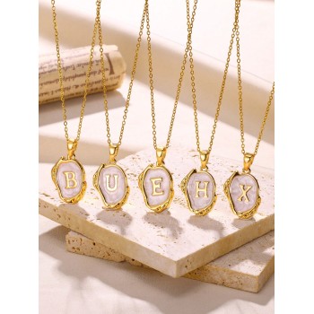 Collier Unisexe Avec Pendentif En Lettres Majuscules De L'alphabet Anglais, Style Simple, 26, Collier Avec Nom Personnalisé Pour Couple, 1 Pièce - 25123999