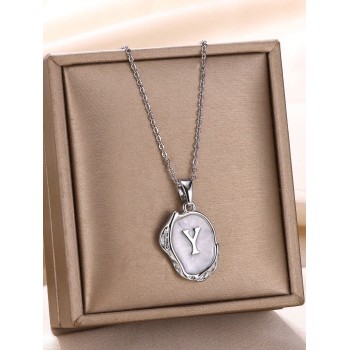 Collier Unisexe Avec Pendentif En Lettres Majuscules De L'alphabet Anglais, Style Simple, 26, Collier Avec Nom Personnalisé Pour Couple, 1 Pièce - 25123999