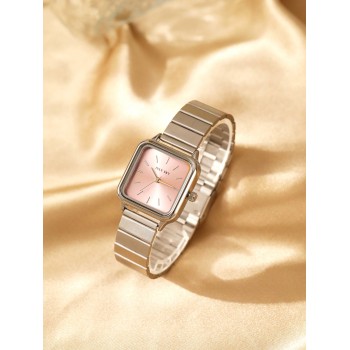 1 pièce Montre quartz féminine simpliste et élégante en acier inoxydable avec bracelet argenté, convient comme cadeau de festival - 36391742