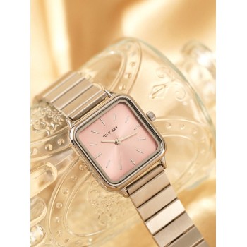 1 pièce Montre quartz féminine simpliste et élégante en acier inoxydable avec bracelet argenté, convient comme cadeau de festival - 36391742