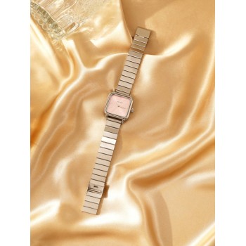 1 pièce Montre quartz féminine simpliste et élégante en acier inoxydable avec bracelet argenté, convient comme cadeau de festival - 36391742