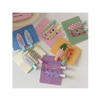 2 pièces Barrettes à cheveux colorées à la dopamine pour femmes pour l'été, mignonnes, sans trace, utiles pour attacher les franges, les côtés et ajou dienne, le maquillage, la photographie et les trajets - 35067594