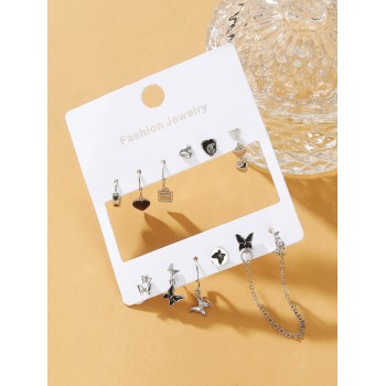 Lot De 11 Boucles D'oreilles En Métal Pour Femme Avec Goutte À Goutte D'huile Et Papillon. - 20877209