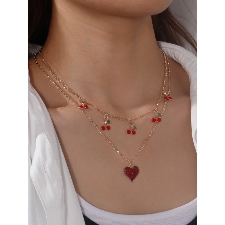 Collier cerise & à breloque cœur - 6662552