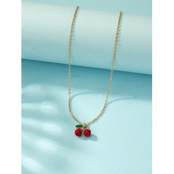 1 Pièce Collier Pendentif À Cerise Fruit À Dégoulinement D'huile Pour Femme Pour Une Utilisation Quotidienne - 30175042