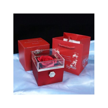 Boîte à bijoux surprise rotative pour la Saint-Valentin avec motif de roses rouges pour bagues, colliers et boucles d\"oreilles. Boîte de cadeau d\"em  cadeau de remise des diplômes - 27130959