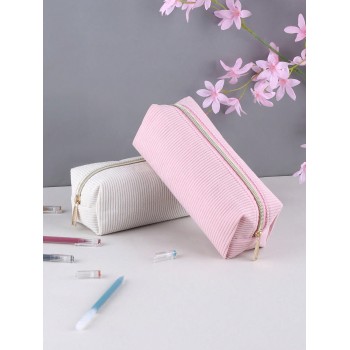 1 pièce Trousse à stylo en velours côtelé, grand organisateur de papeterie en velours côtelé de couleur unie simple de grande capacité, fournitures essentielles de rangement de papeterie pour les étudiants. - 34727985