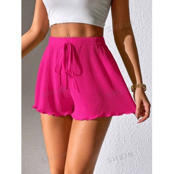 SHEIN PETITE Short à ourlet ondulé à nœud - 14496635