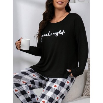 Tee-shirt de pyjama avec graphique lettre Plus - 24370047