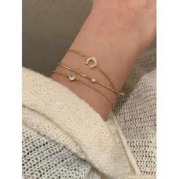 3 Bracelets De Bague Simple Et Élégante En Fer Et Diamant Incrusté De Fer À Cheval De Luxe Léger ,ensemble De Bracelet Superposé Adapté Pour Un Port Quotidien Des Femmes - 27422479