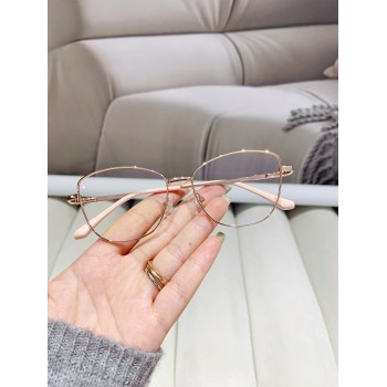 1 pièce Monture de lunettes de style œil de chat rose pour dames avec monture en métal, verres clairs et anti-lumière bleue, accessoire de lunettes claires à la mode pour un usage quotidien - 20273670