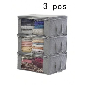 1/3 pièces Sacs de rangement pour vêtements extra épais en tissu non tissé, organisateurs de déballage anti-humidité et anti-poussière, pliables - 31484568