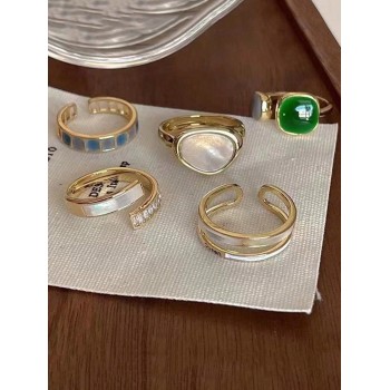 6 Pièces/set Bague De Goutte D'huile Colorée Bonbon Haut De Gamme Pour Femmes, Style À La Mode, Minimaliste, Ins, Cadeau - 27790034