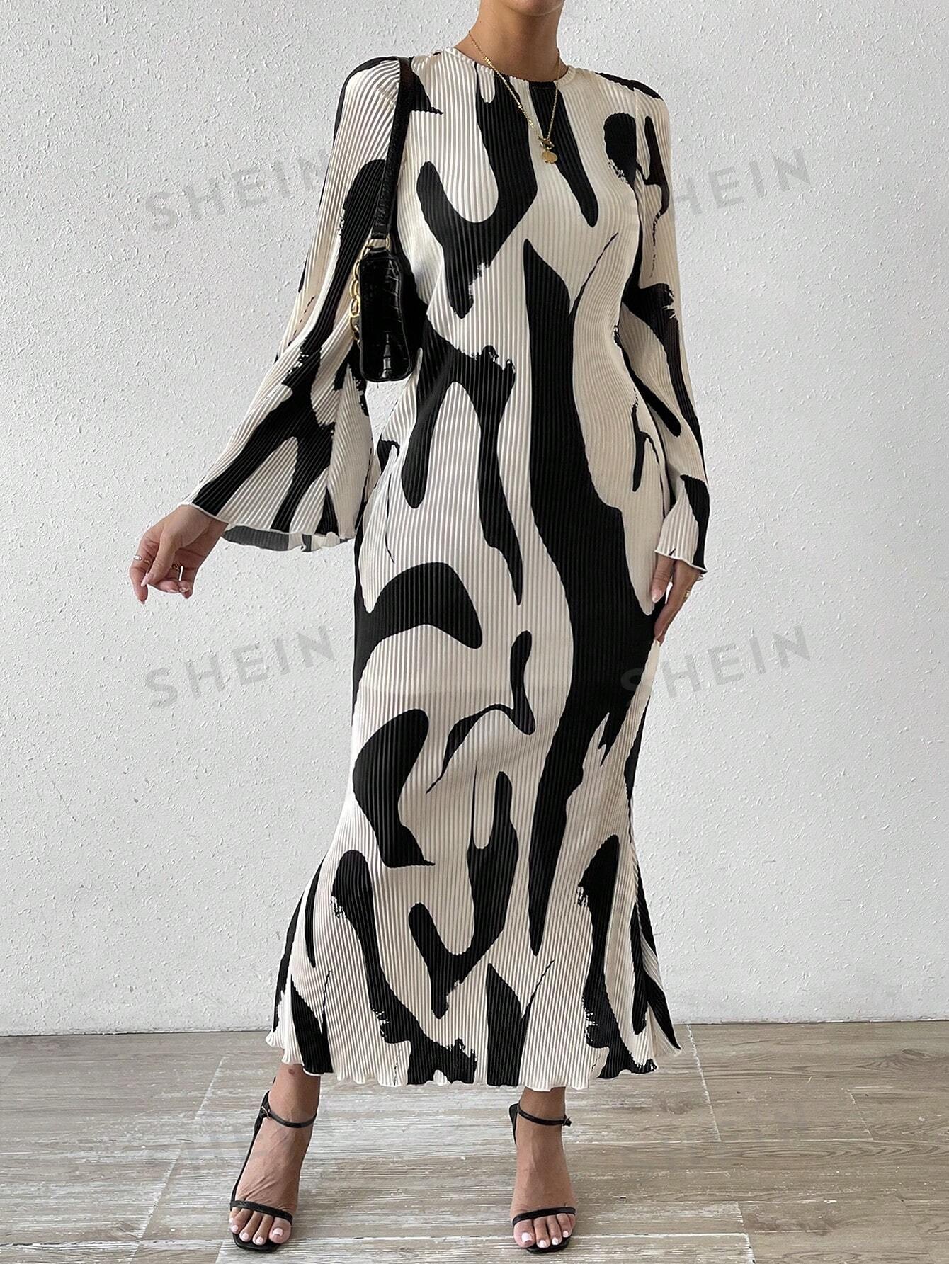 SHEIN Privé Robe Imprimé Manches Évasées Sirène - 25252549