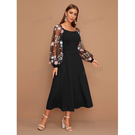 SHEIN Modely Robe avec manches bouffantes en tulle - 821159