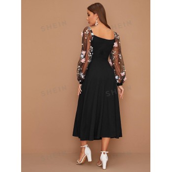 SHEIN Modely Robe avec manches bouffantes en tulle - 821159