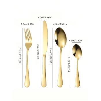 24 pièces/set Ensemble de couverts en acier inoxydable, couteau, fourchette et cuillère minimalistes argentés pour la table à manger de la cuisine et les fournitures scolaires de restaurant, rentrée des classes - 13852769