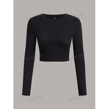 SHEIN Essnce 4 pièces T-shirts pour femmes à manches courtes et ajustées de couleur unie décontractée pour l'été - 29549406