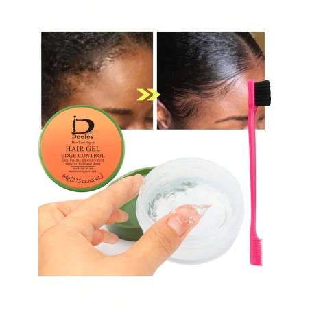 2 Pieces/set Cire De Contrôle De Bord Pour Femmes Fixation Forte Lisseur De Bord Non Gras De 2,25 Onces, Gel D'huile D'olive À Base D'eau Pour Le Contrôle De Bord, Peigne À Bord De Cheveux De Bébé - 29051049