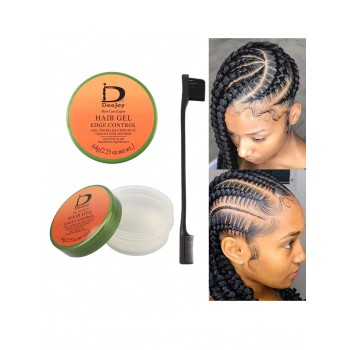 2 Pieces/set Cire De Contrôle De Bord Pour Femmes Fixation Forte Lisseur De Bord Non Gras De 2,25 Onces, Gel D'huile D'olive À Base D'eau Pour Le Contrôle De Bord, Peigne À Bord De Cheveux De Bébé - 29051049