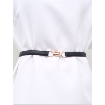 Boucle de ceinture élégante pour femmes, 1 pièce, décoration réglable assortie à une tenue jupe, ceinture fine simple pour le pull à la taille, version coréenne de la ceinture décorative - 19800576