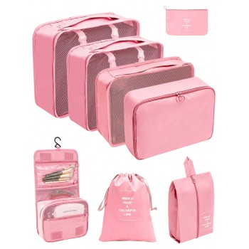 8 Pièces/set Sacs De Voyage Pliables Pour Organisateur De Sacs De Toilette , De Vêtements Et De Chaussures Pour Valise - 30735058