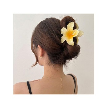 4 pièces/set Clips de cheveux de style de vacances à la plage de 8 cm avec décorations de plumeria pour les coiffures Updo et demi-Up des femmes - 35851093