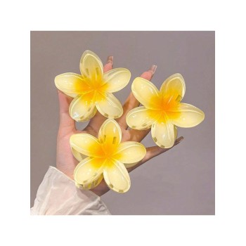 3 pièces Pinces à griffe Plumeria avec griffes à cheveux, accessoires de cheveux de fleur - 35847123